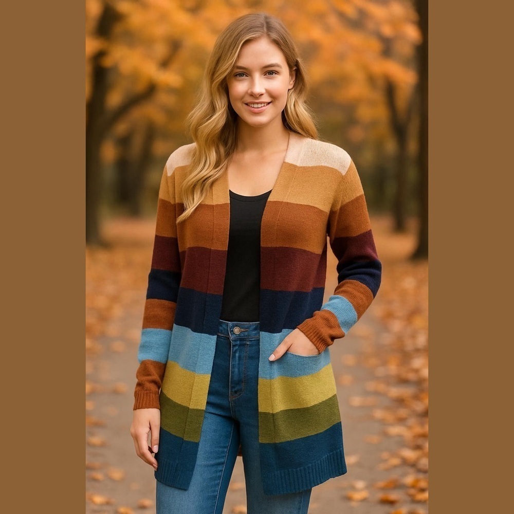 🛍Bundle🛍Jordache Women's Colorblock Cardigan in Earth Tones xs